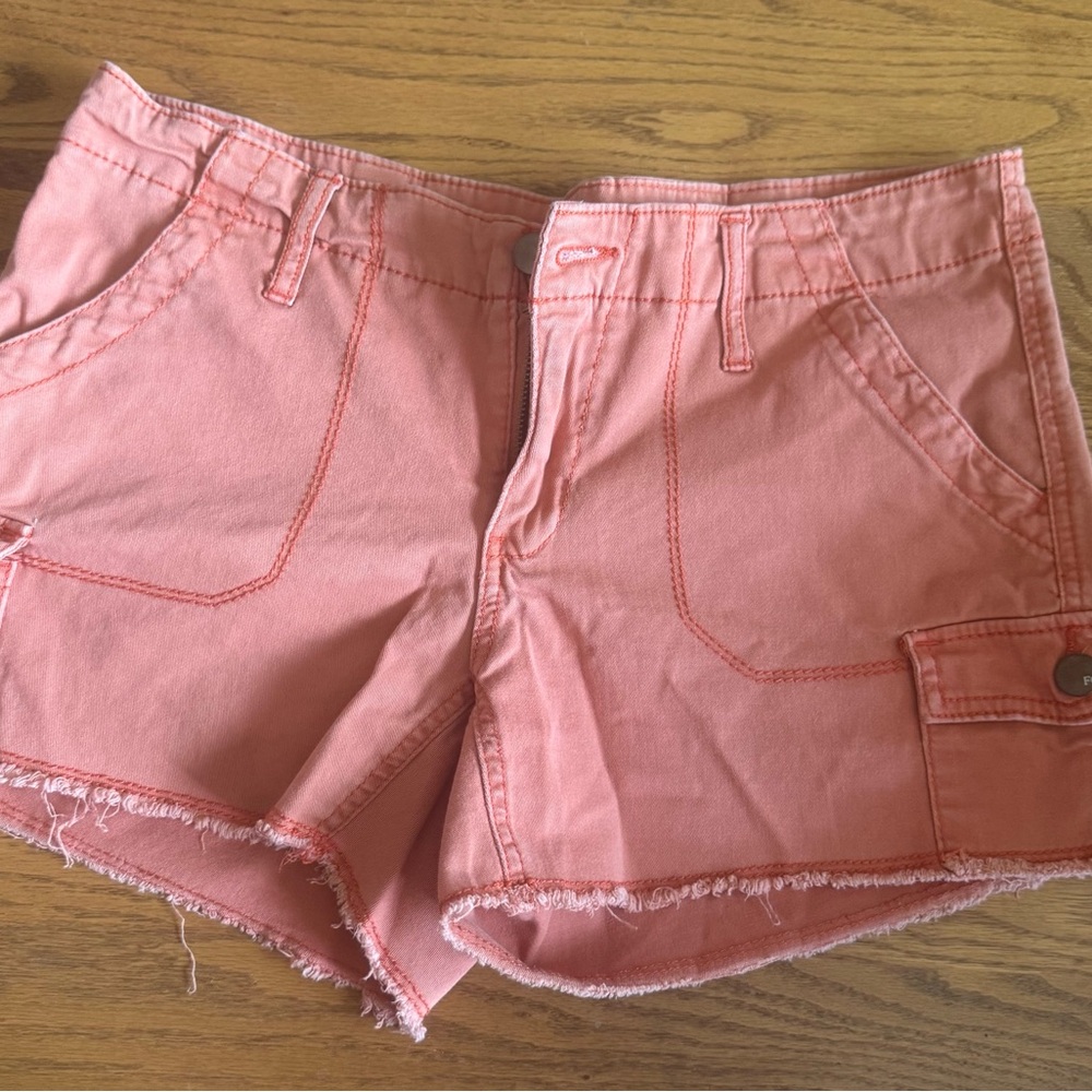 Women's Orange Denim Shorts